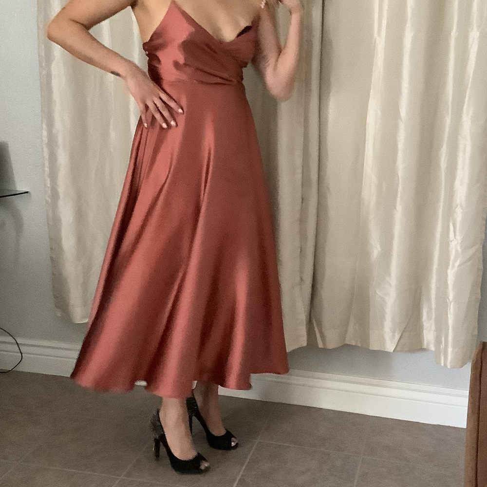SHEIN Copper Satin Midi Dress - Picture 5 of 6